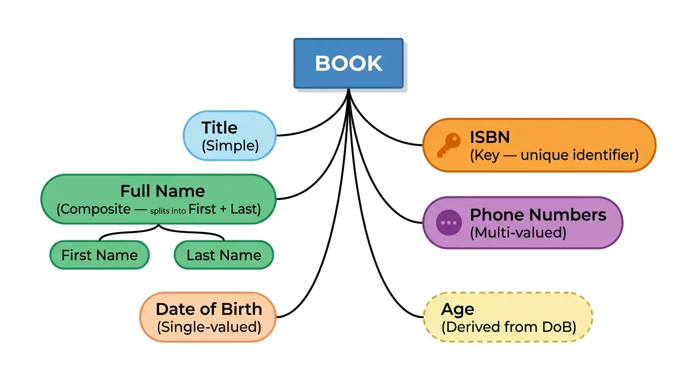 Entity attribute types diagram