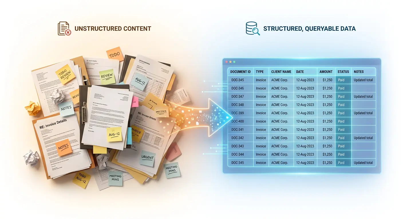 Unstructured documents transformed into structured data