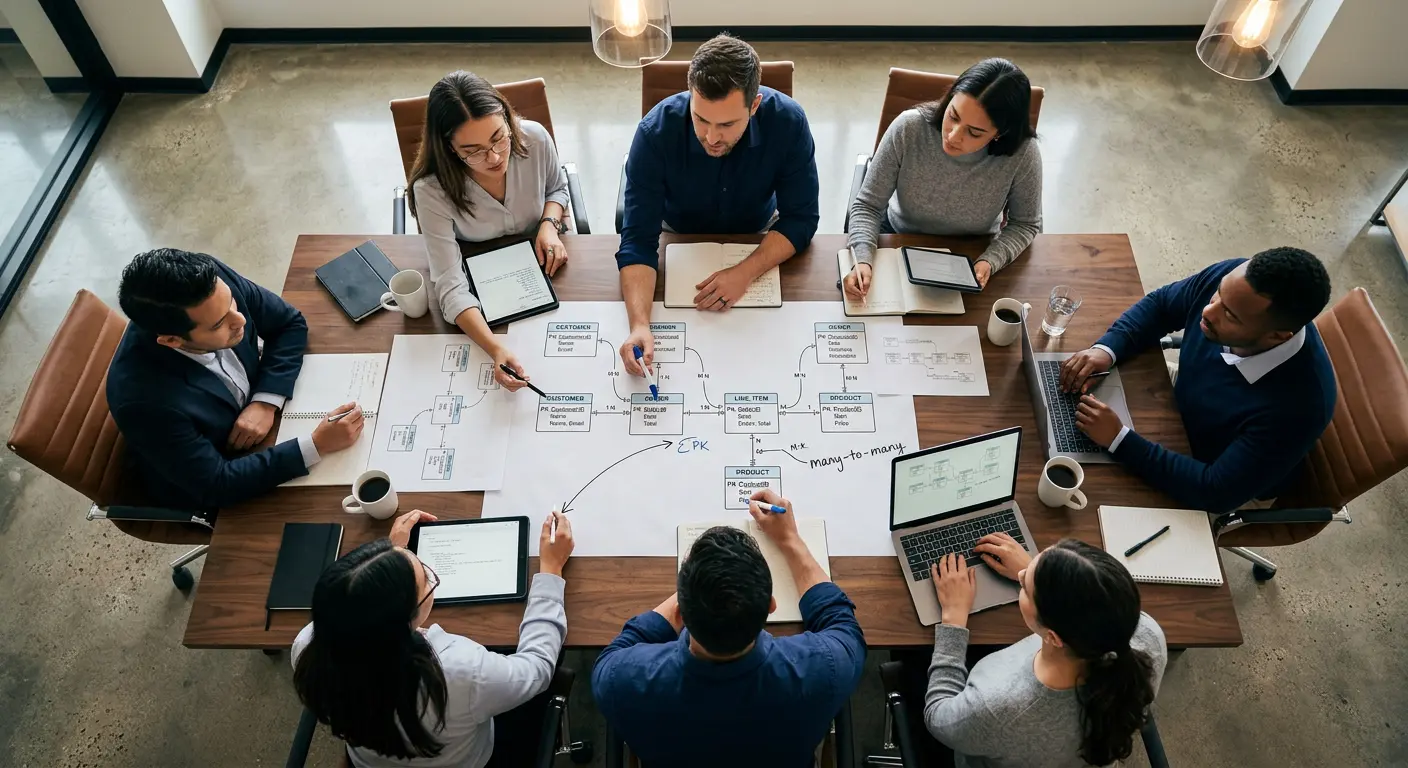 Team collaborating on data schema design