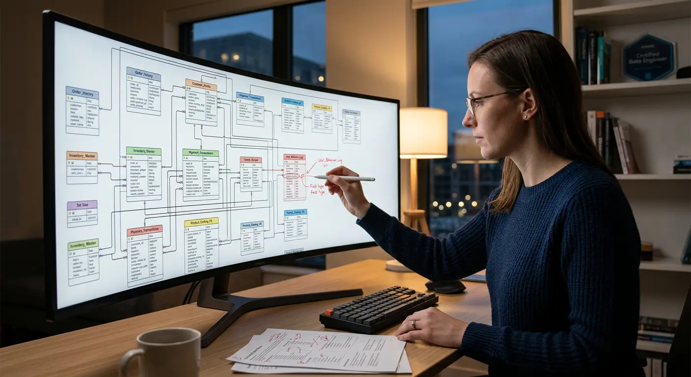 Data engineer designing entity-relationship diagrams