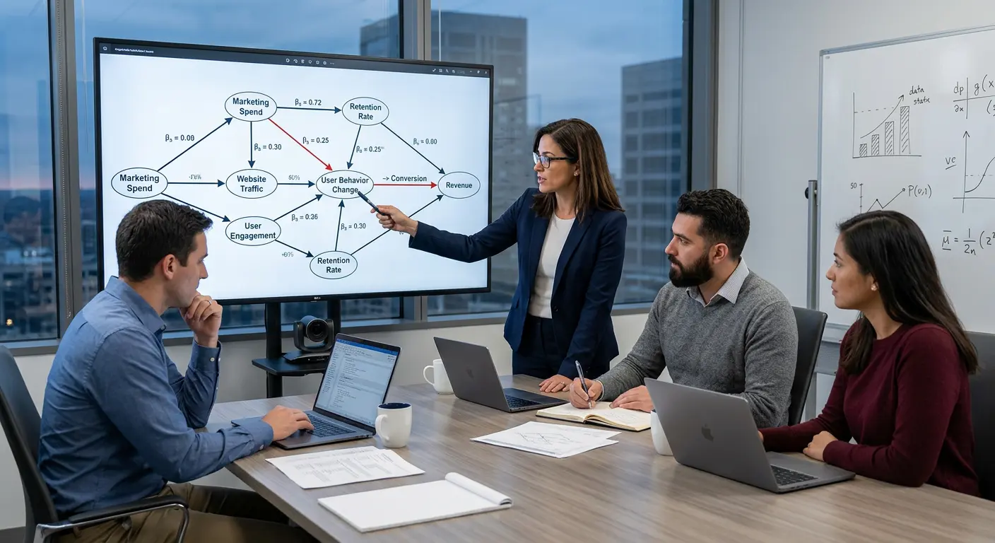 Data science team reviewing a causal diagram
